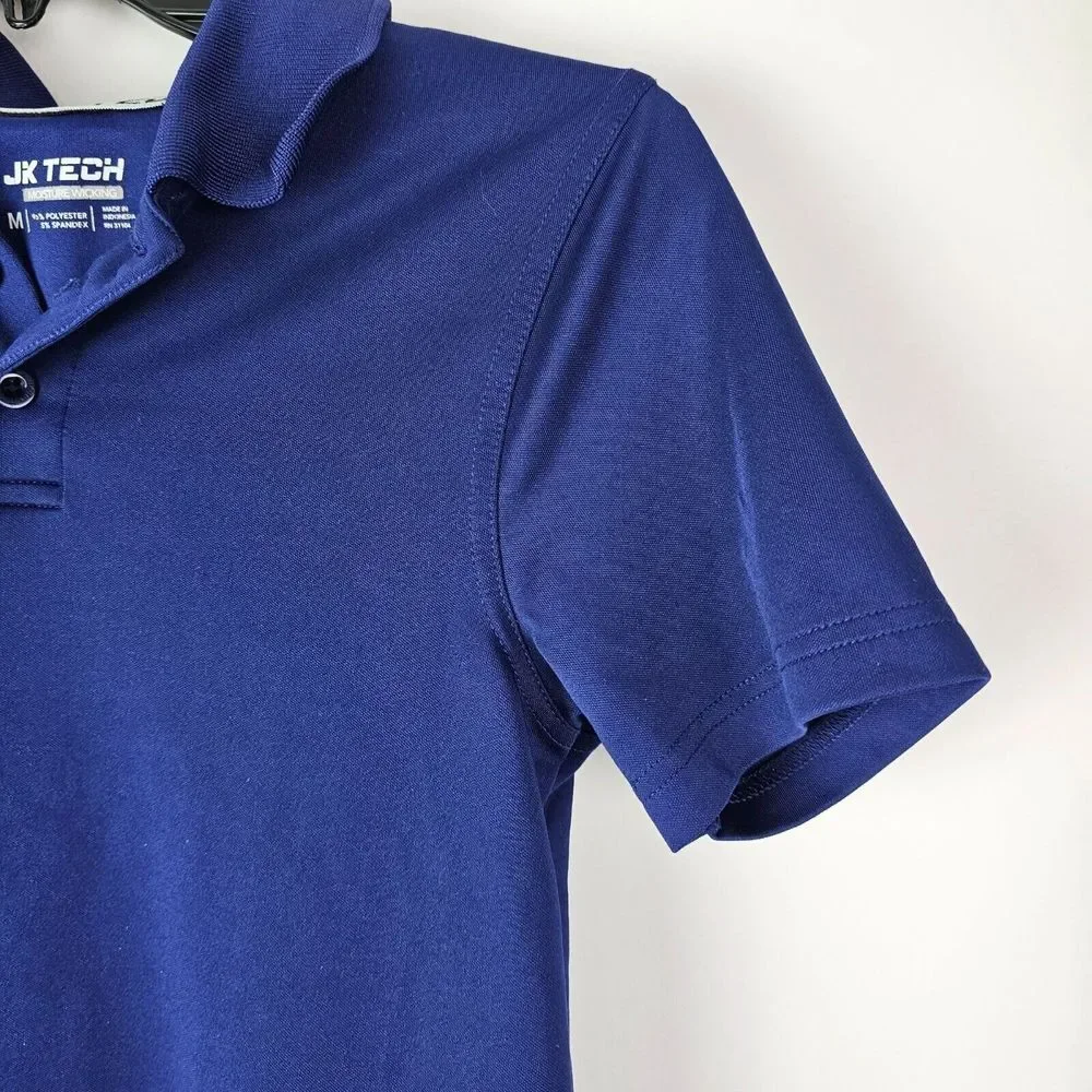 JK Tech Boys Navy Blue‎ Moisture Wicking Polo Shirt Size M School Uniform